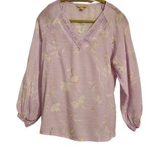 Hope & Harlow Top Lavender Floral Lace Boho Romantic Flowy Size S
